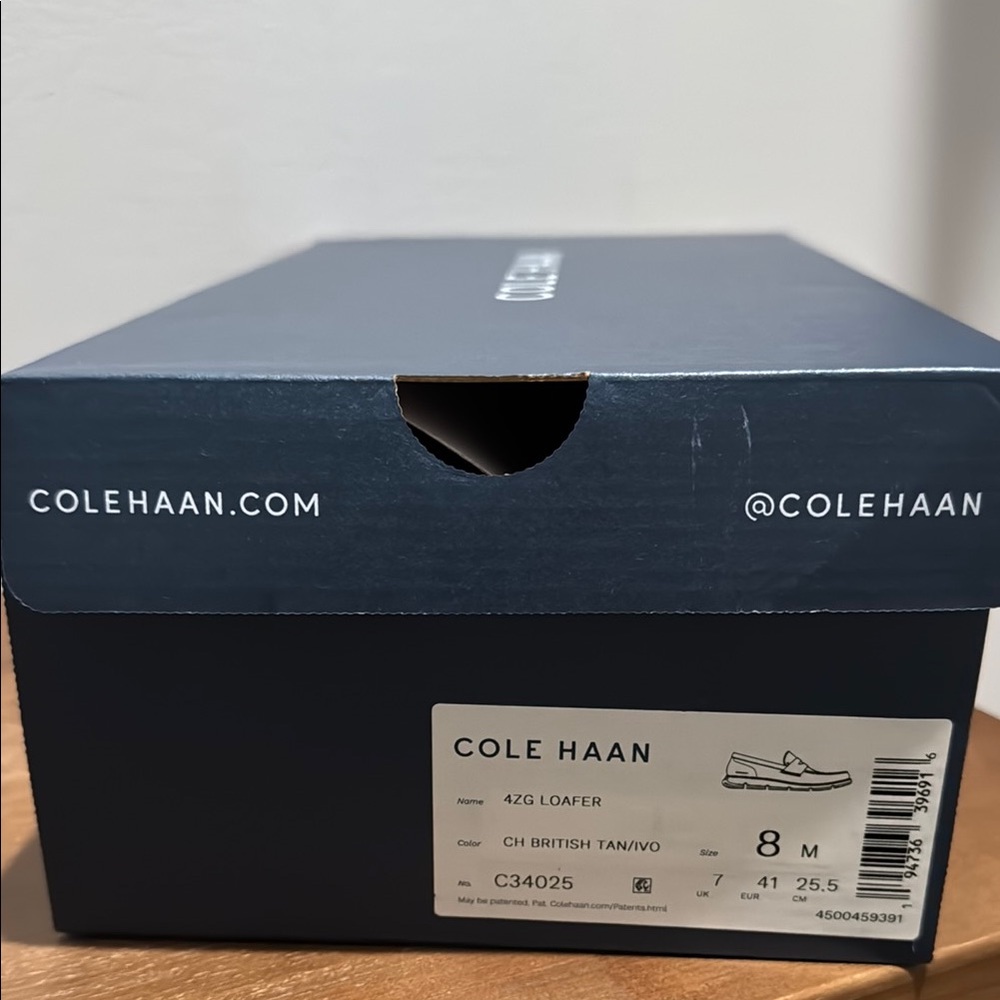 NWT Cole Haan 4.Zerogrand Men’s British Tan Leather Loafers, size 8 - Picture 2 of 8